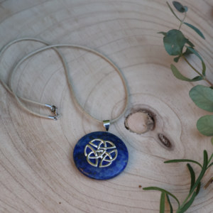 Kette mit Lapislazuli 4cm keltischer Knoten 925 Silber