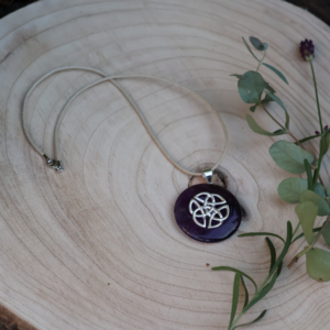 Kette mit Amethyst 4cm keltischer Knoten 925 Silber