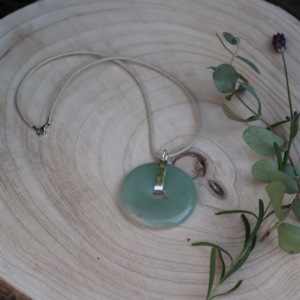 Kette mit Aventurin 5cm Cliphalter 925 Silber