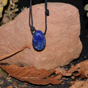 Lapislazuli Trommelstein gebohrt Anhänger 3cm mit Schnur