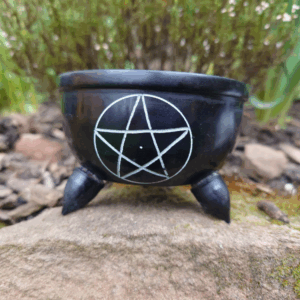 Räuchergefäß Pentagramm Speckstein 10x6cm mit Räuchersteinchen